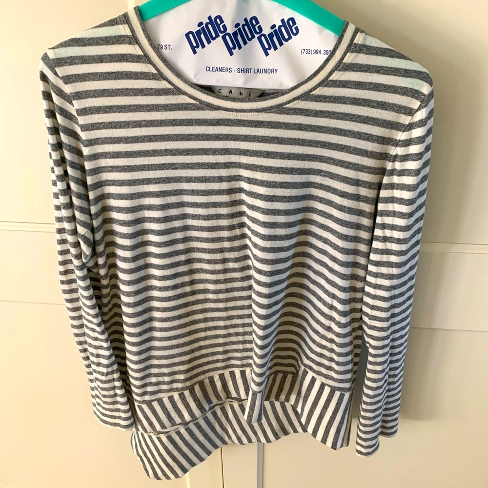 Cabi Bengal stripe LS tee. Size XS. 100% cotton. Very good used condition.
